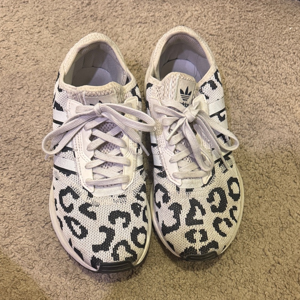 Adidas Black and White Animal Print Sneakers